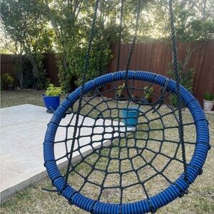 Unlisted Blue and Black Round Web Swing Seat for Kids